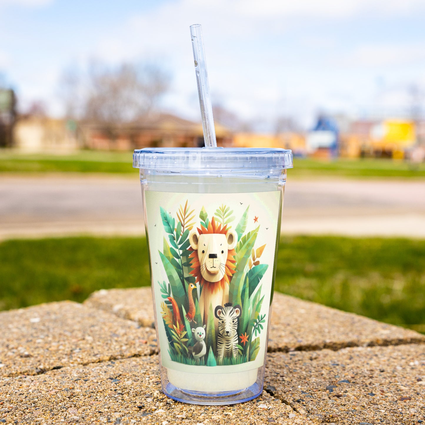 Acrylic Tumbler Lion, Zebra & Freinds