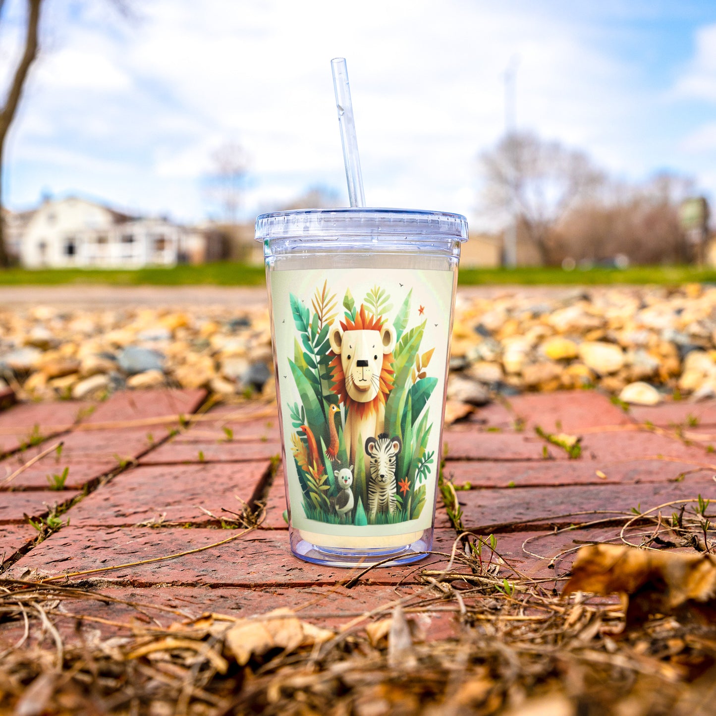 Acrylic Tumbler Lion, Zebra & Freinds