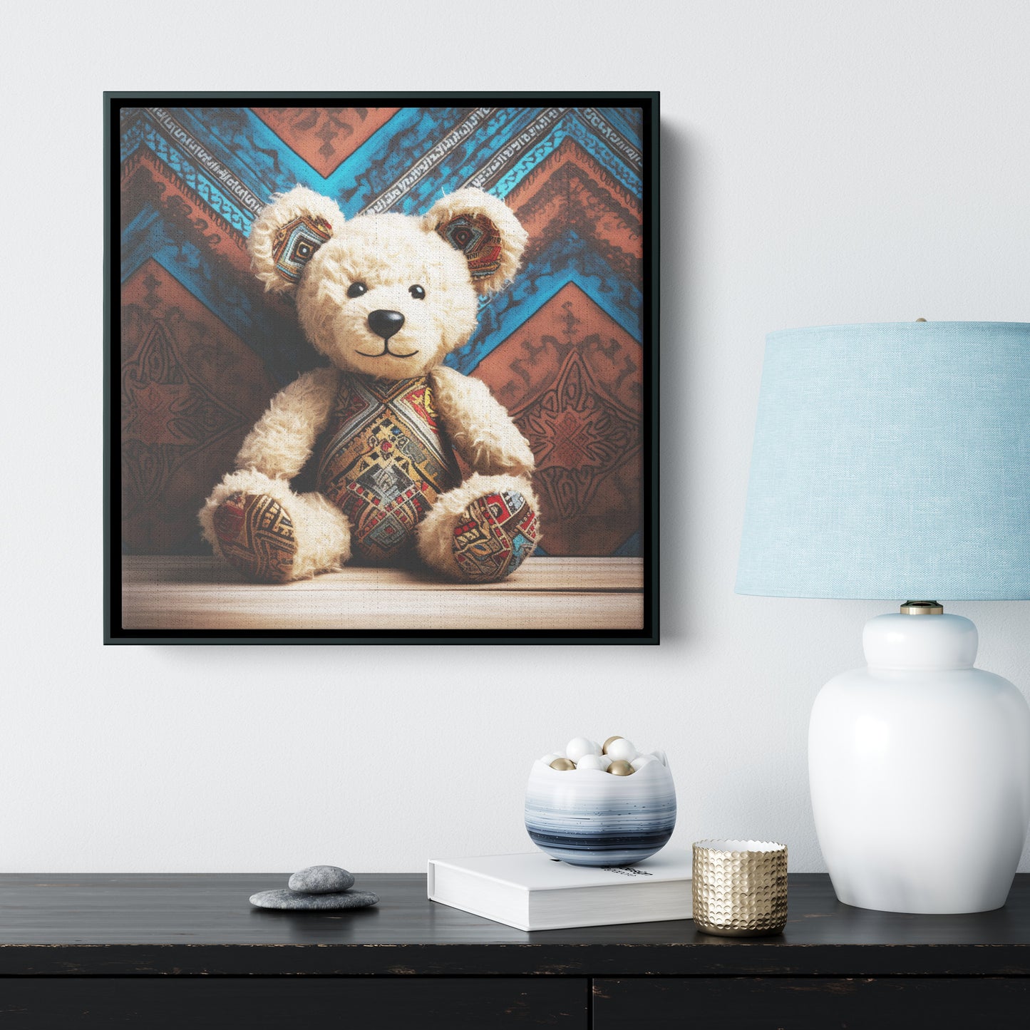 Delightful Teddy Bear Framed Canvas