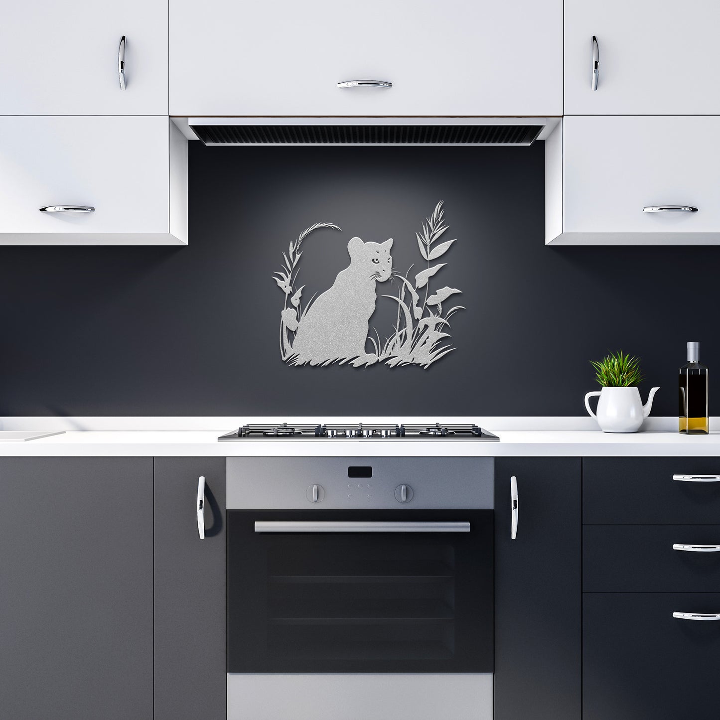 Whimsical Panther Cub Metal Art