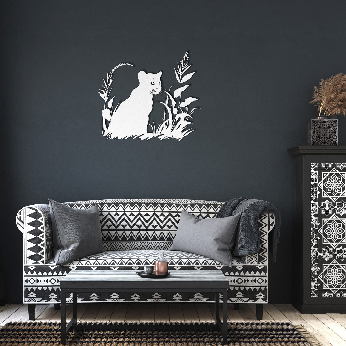 Whimsical Panther Cub Metal Art