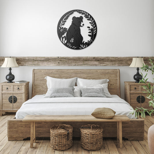 Whimsical Bear Cub Metal Art
