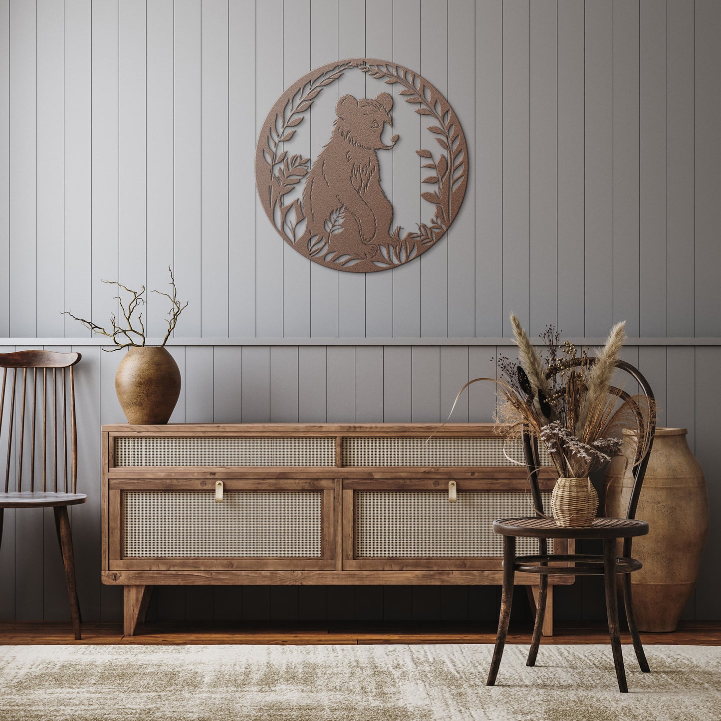Whimsical Bear Cub Metal Art