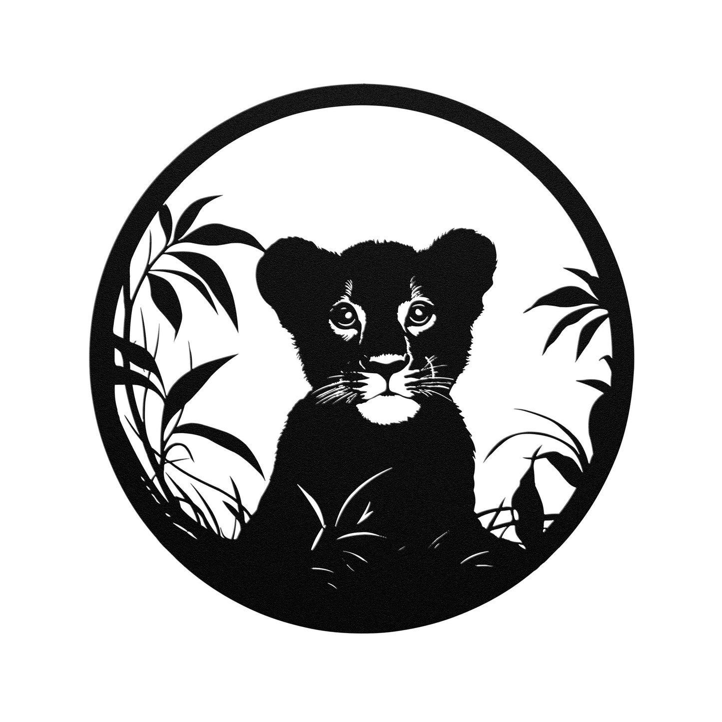 Whimsical Lion Cub Metal Art