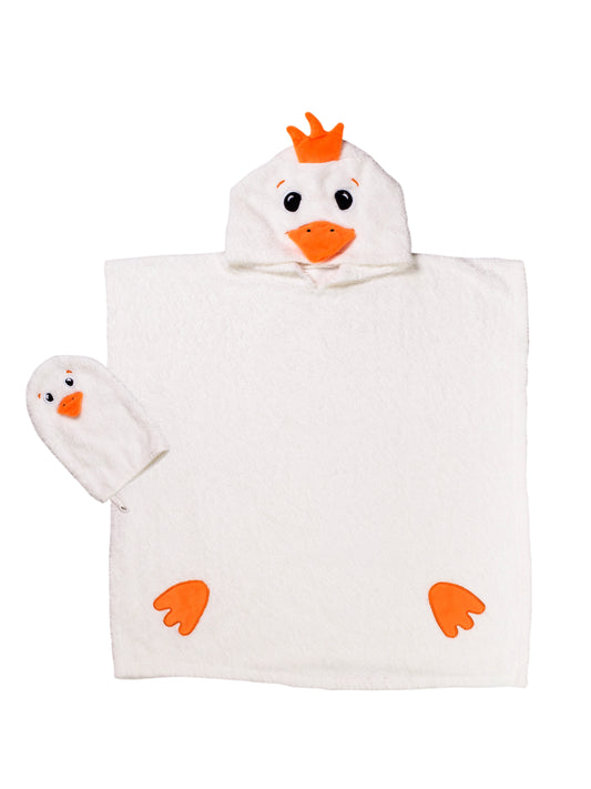 🐤 Hypoallergenic Duckling Bamboo Towel & Mitten Set | Gentle on Skin
