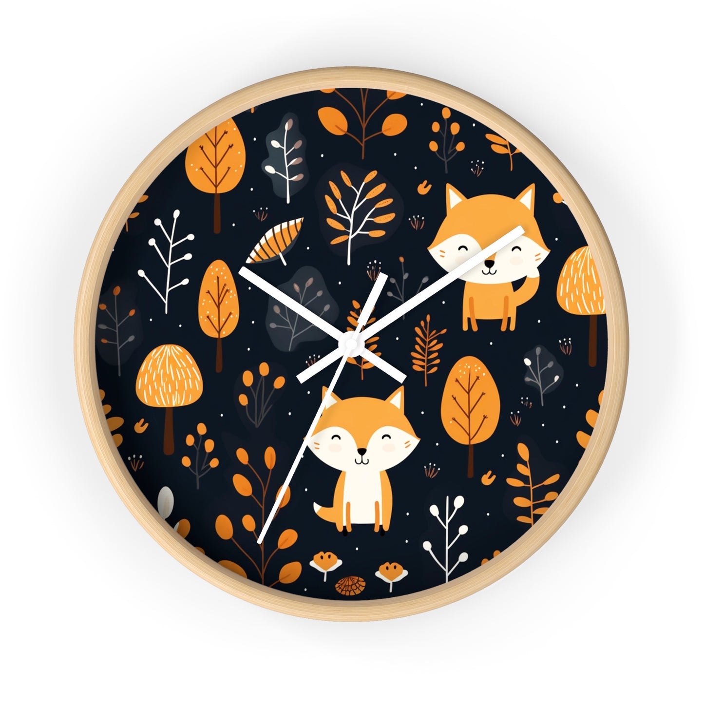 Fox Trot Fun: Cozy Cub Decor Wooden Clock