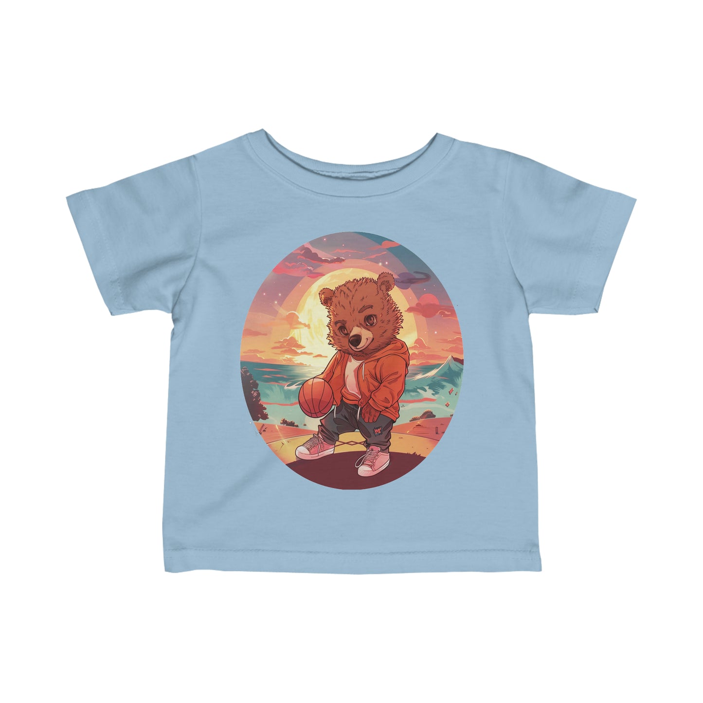 Score Big Style: Infant Jersey Tee with Basketball Cub Graphic