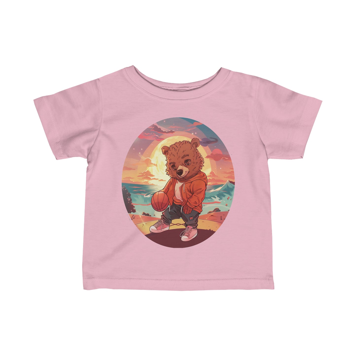 Score Big Style: Infant Jersey Tee with Basketball Cub Graphic