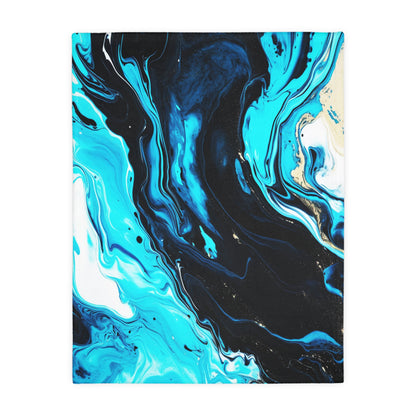 Turquoise & Black Velveteen Minky Blanket (Two-sided print)