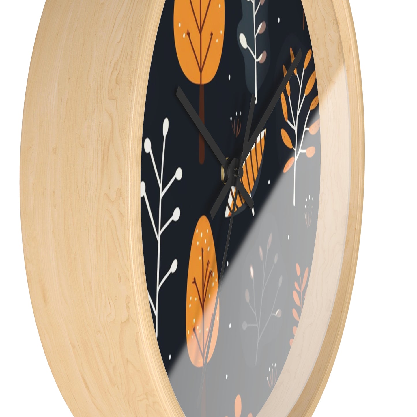 Rustic Leafy Elegance: Wooden Wall Clock