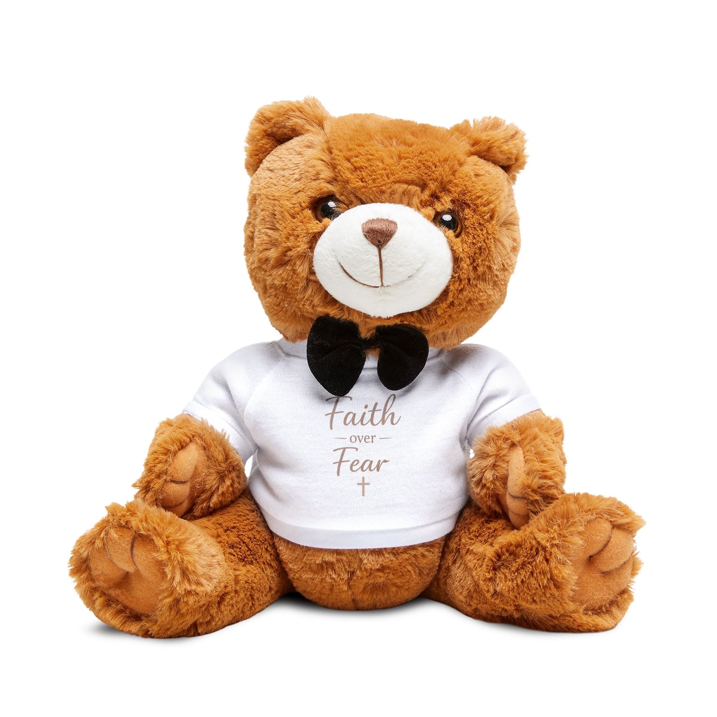 Faith Over Fear Teddy Bear with T-Shirt — Inspirational Plush Gift