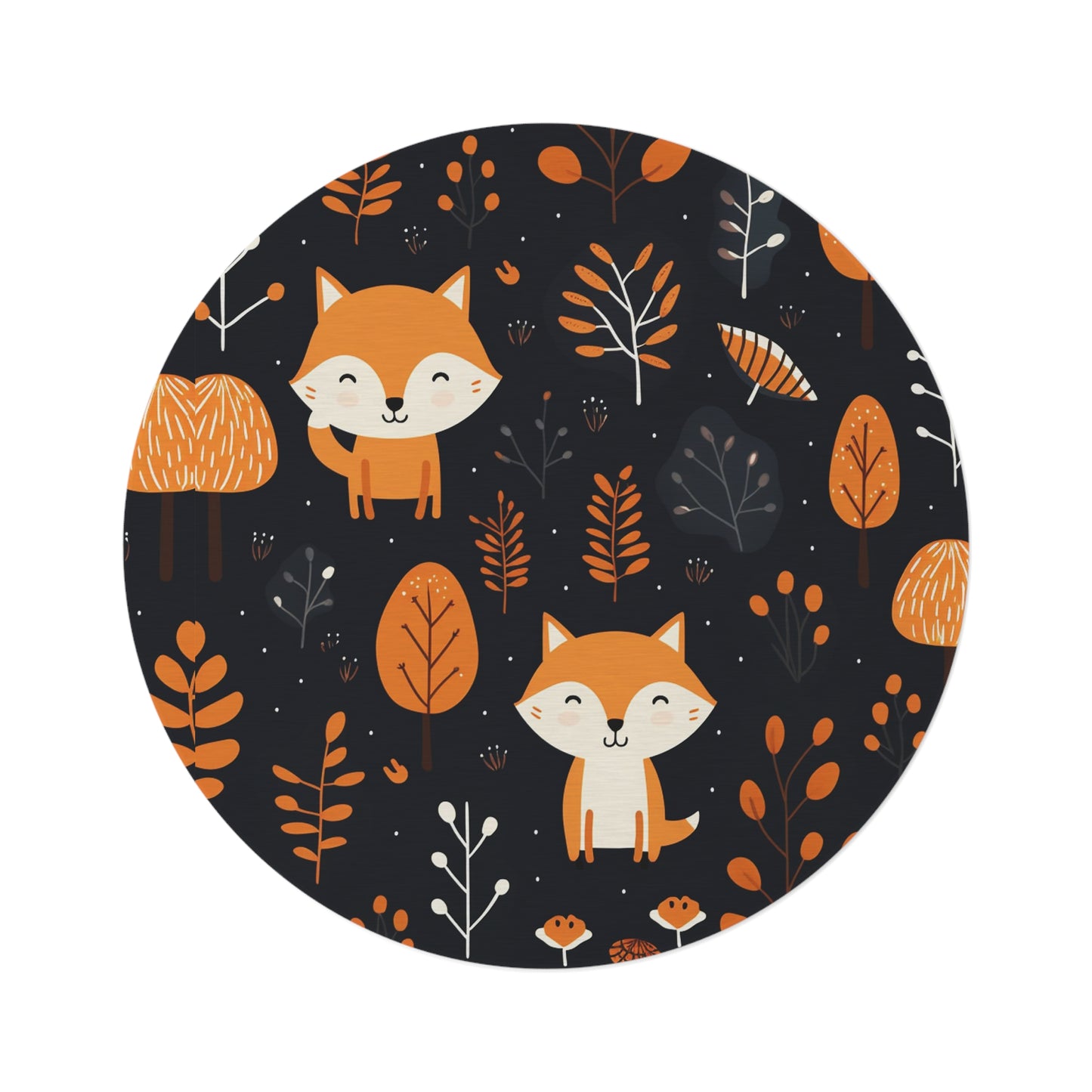 Fox Trot Fun: Cozy Cub Decor Round Rug