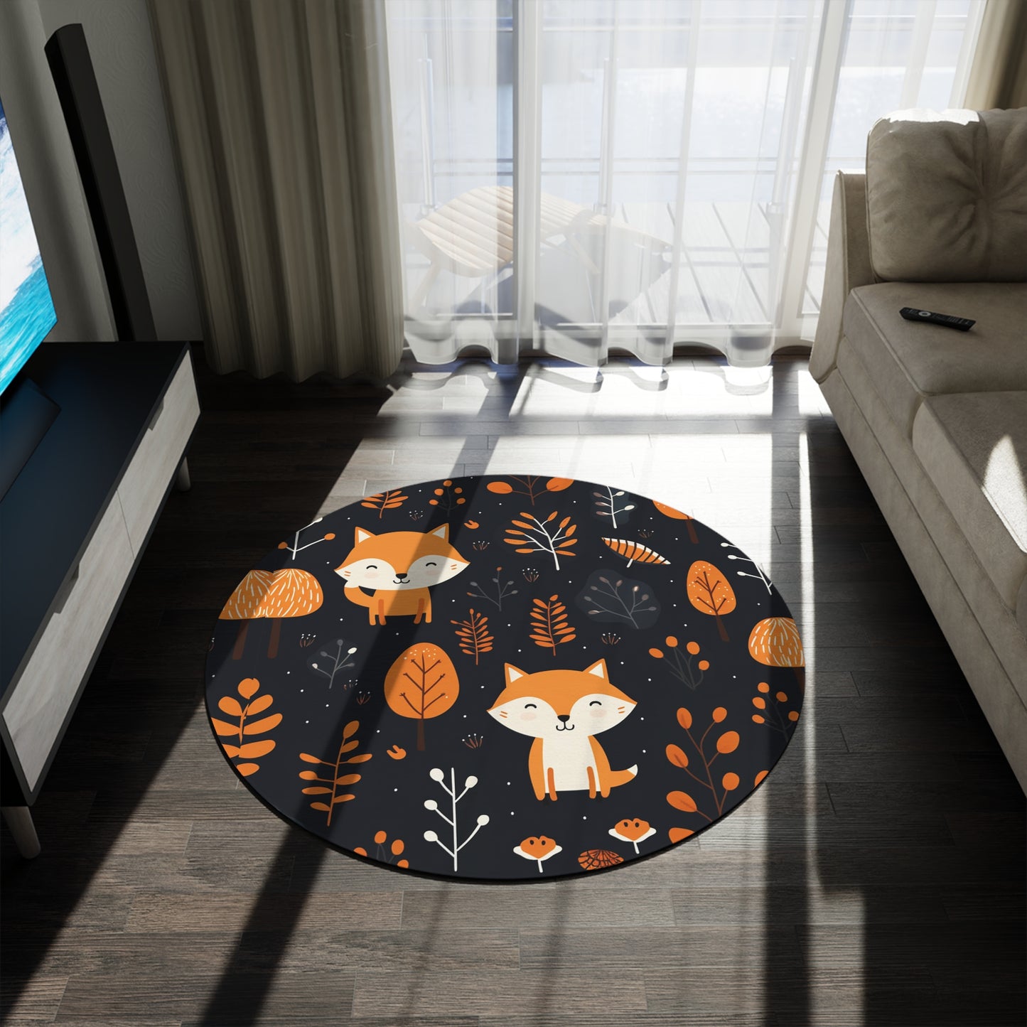 Fox Trot Fun: Cozy Cub Decor Round Rug