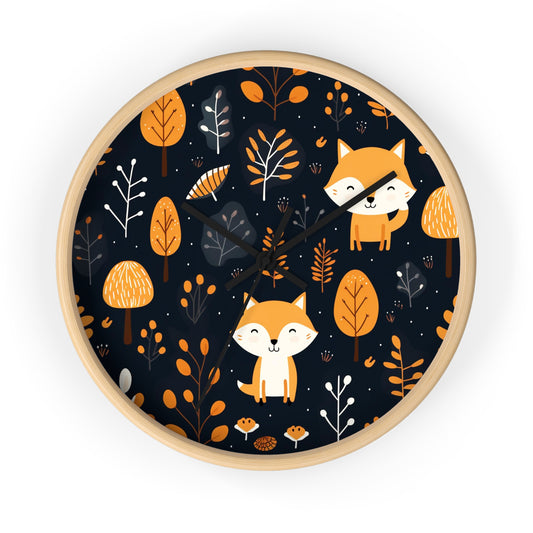 Fox Trot Fun: Cozy Cub Decor Wooden Clock