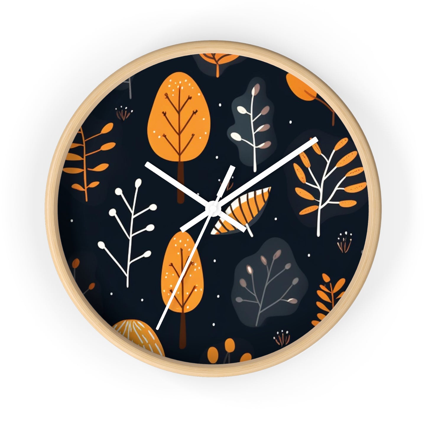 Rustic Leafy Elegance: Wooden Wall Clock