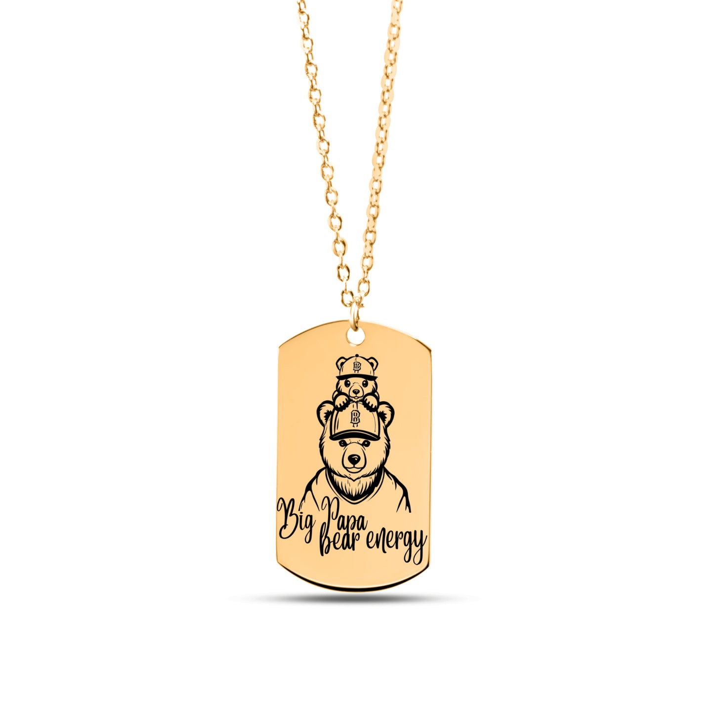 Big Papa Bear Energy -Tag Necklace