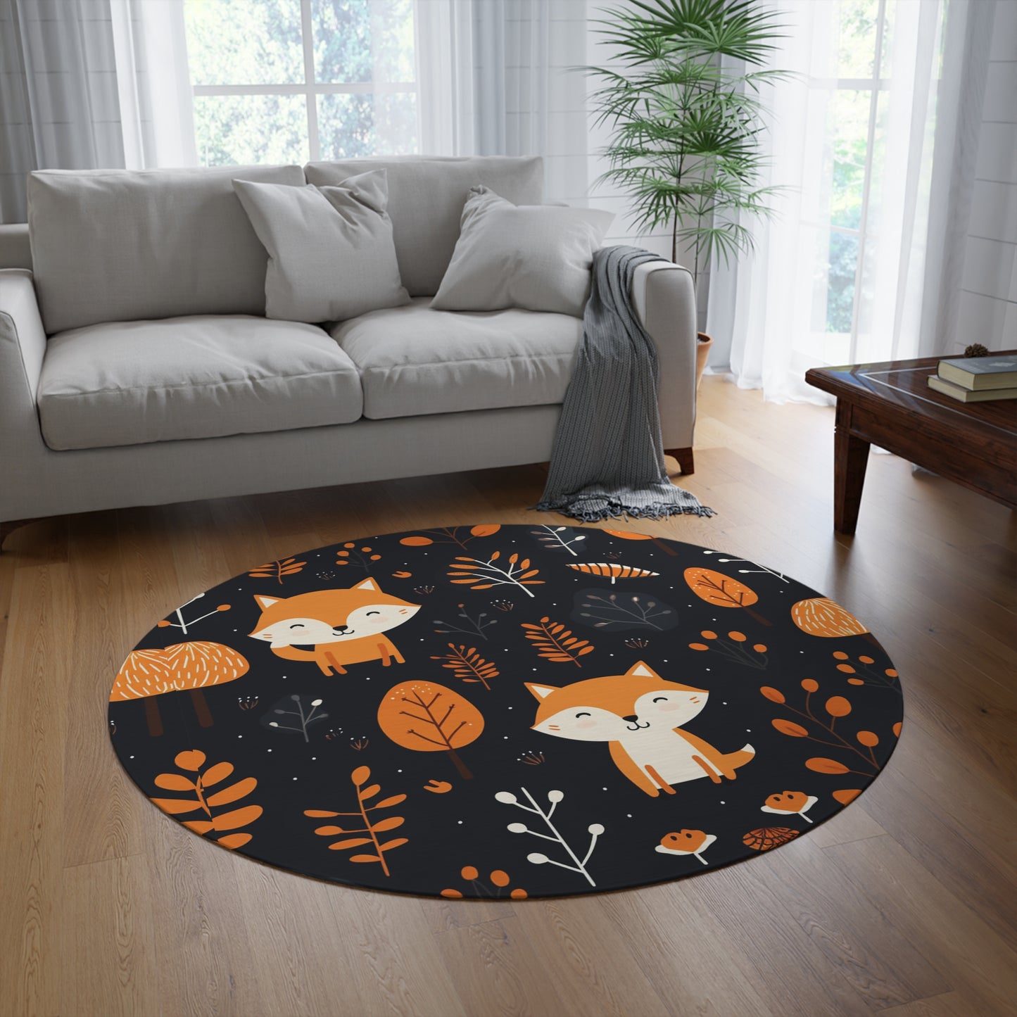 Fox Trot Fun: Cozy Cub Decor Round Rug