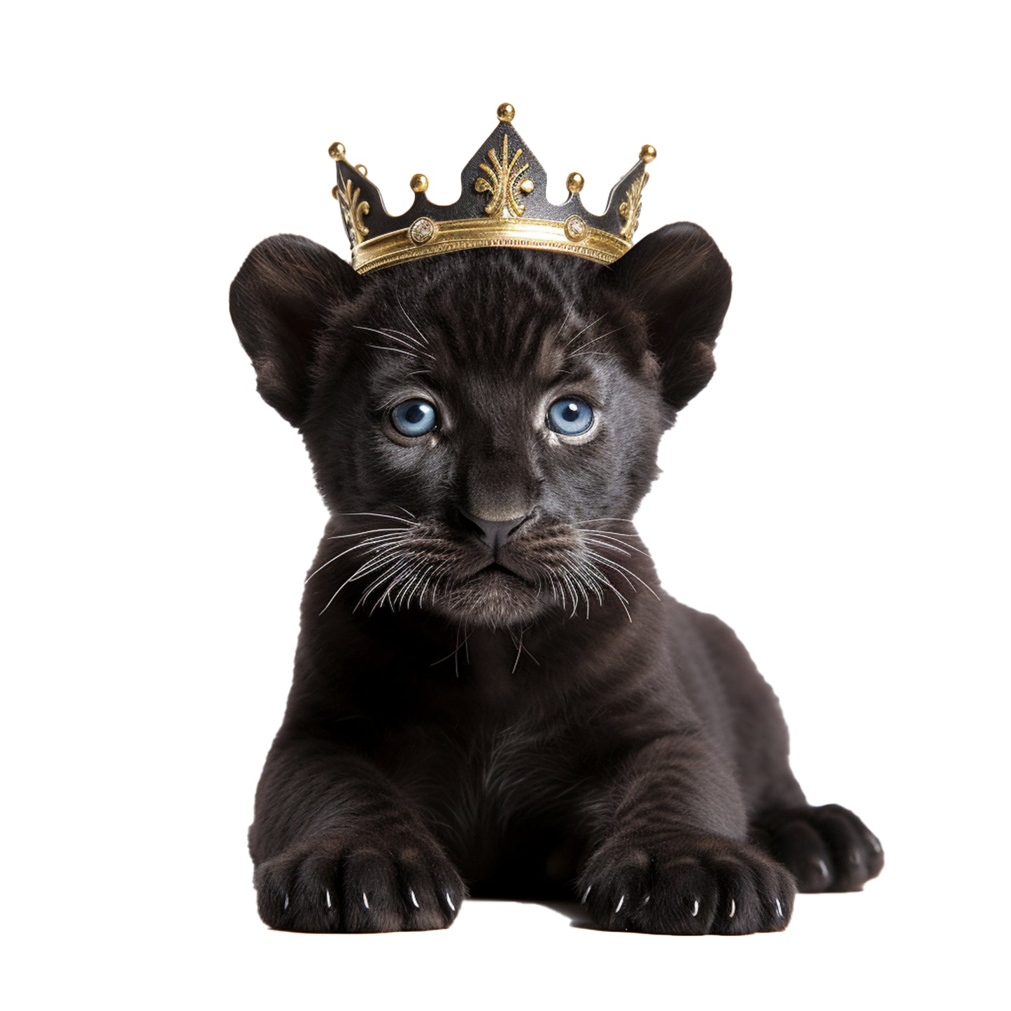 Black Panther Cub with Crown 3D Custom Shape Cushion