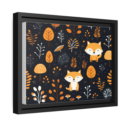 Matte Canvas Art: Fox Trot Fun: Cozy Cub Decor in Black Frame