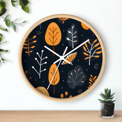 Rustic Leafy Elegance: Wooden Wall Clock