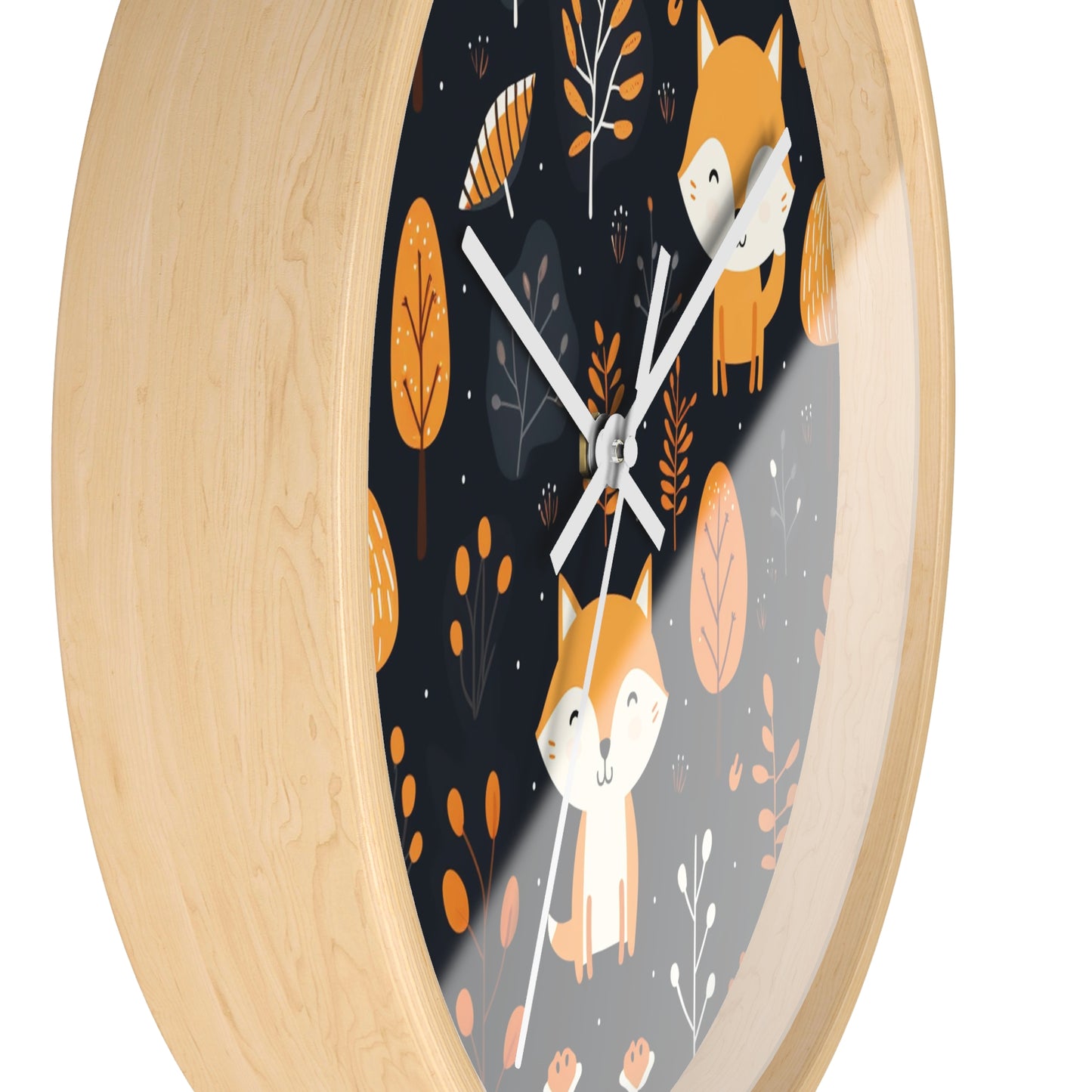 Fox Trot Fun: Cozy Cub Decor Wooden Clock