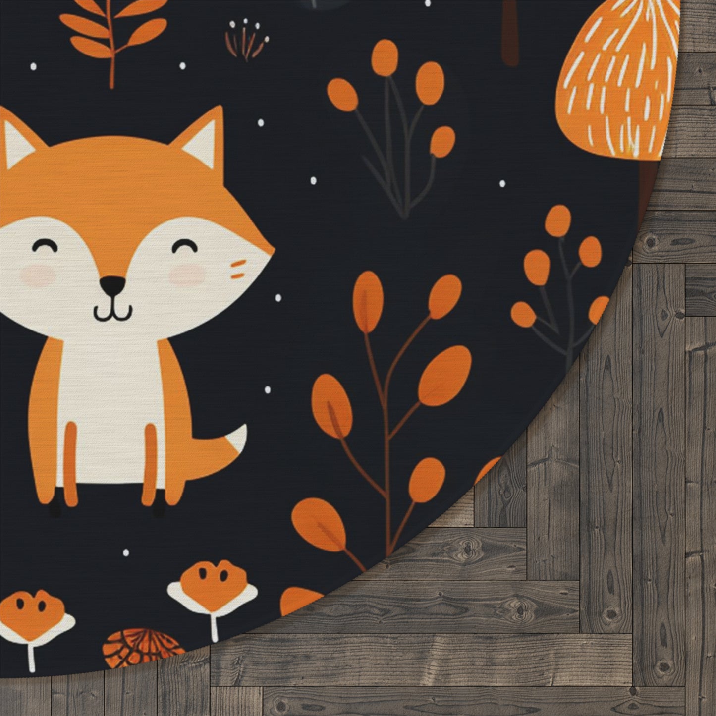 Fox Trot Fun: Cozy Cub Decor Round Rug