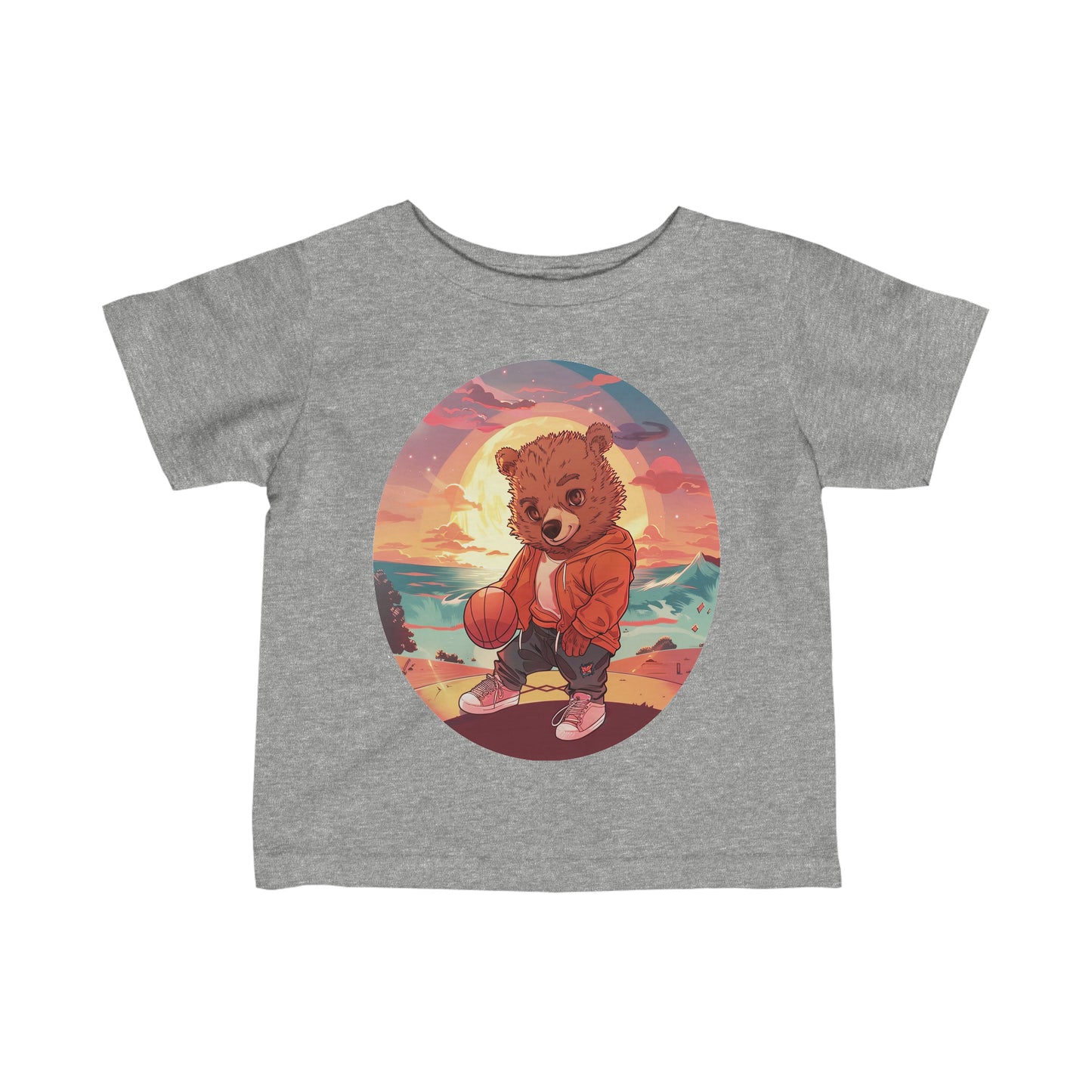 Score Big Style: Infant Jersey Tee with Basketball Cub Graphic