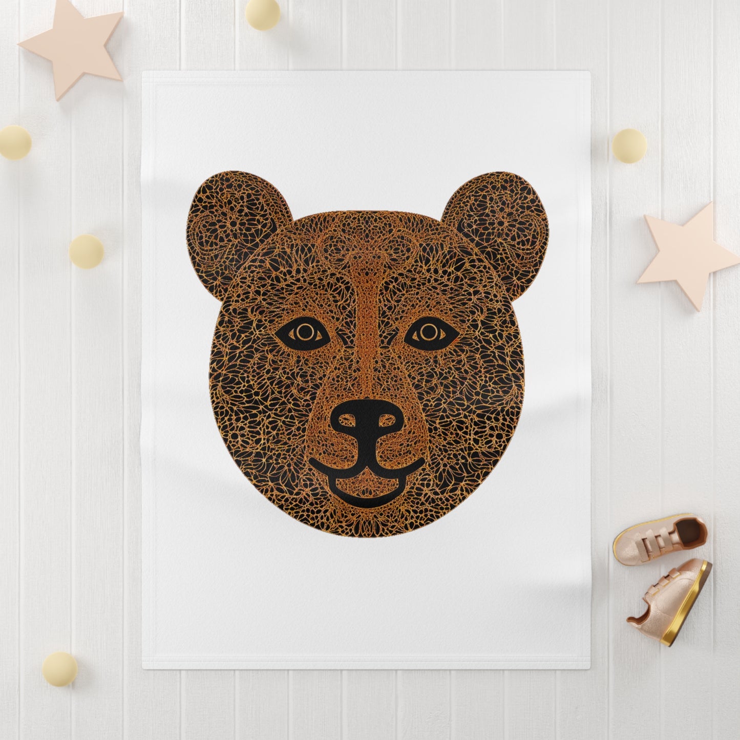 Whimsical Bear Cub Soft Fleece Baby Blanket