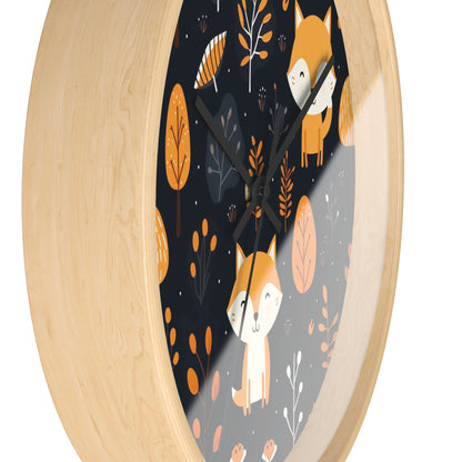 Fox Trot Fun: Cozy Cub Decor Wooden Clock