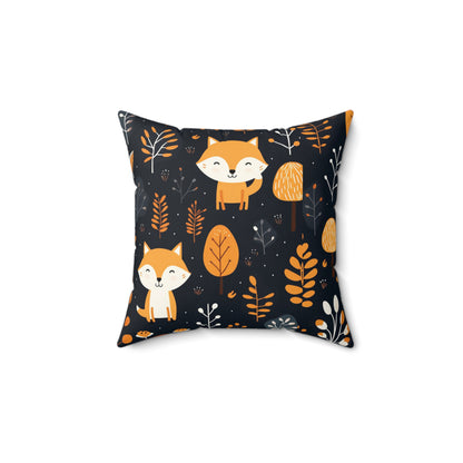 Fox Trot Fun: Cozy Cub Decor Polyester Square Pillow