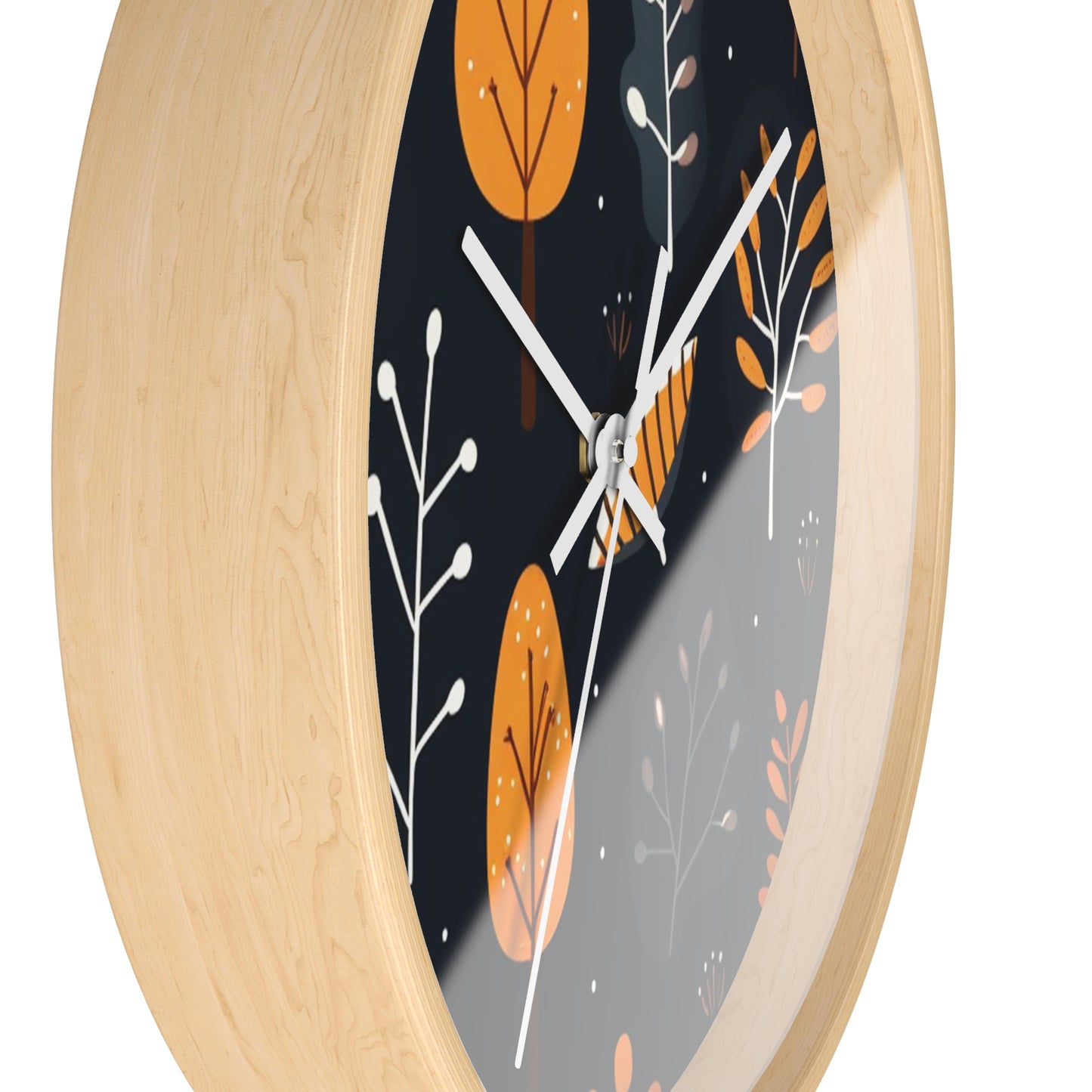 Rustic Leafy Elegance: Wooden Wall Clock