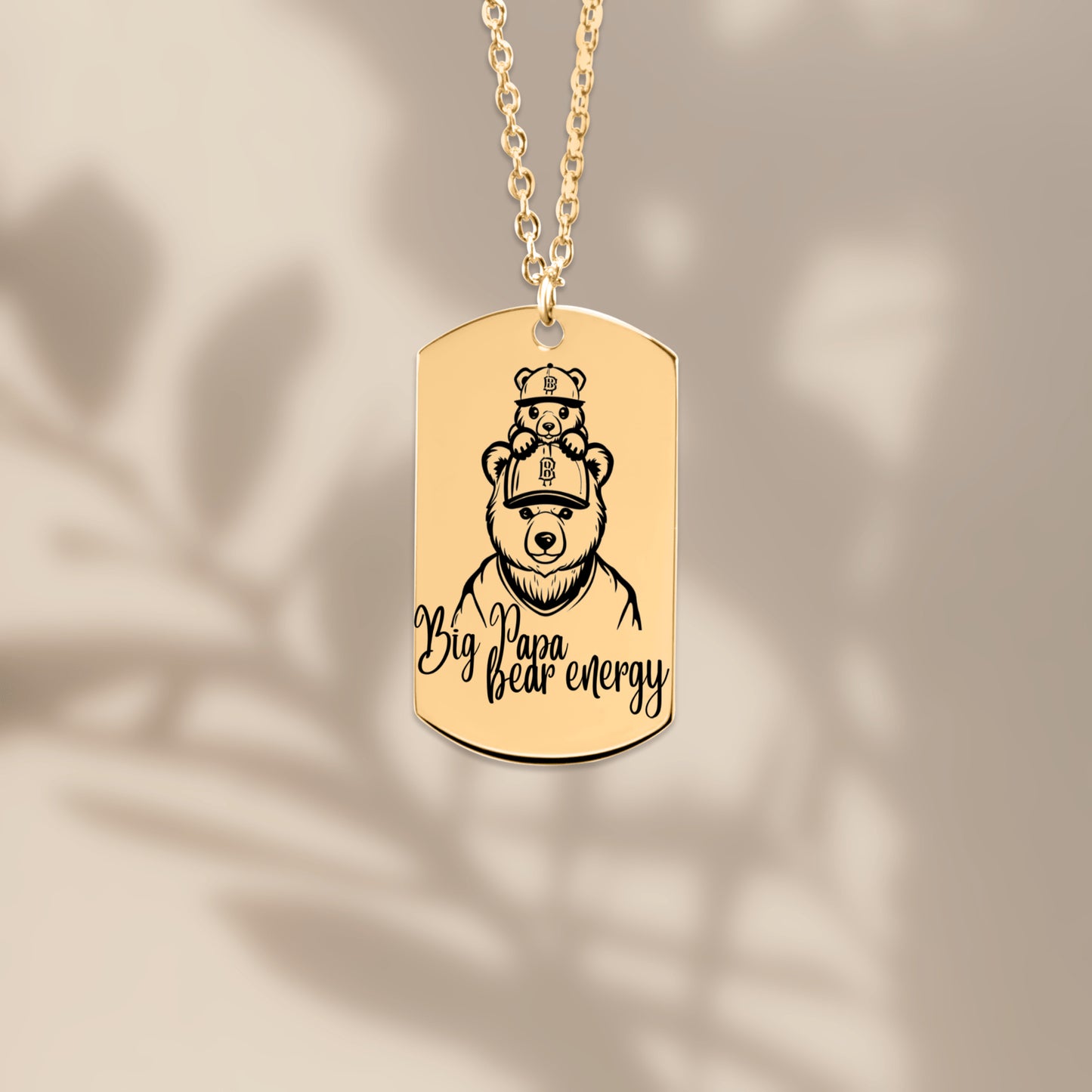 Big Papa Bear Energy -Tag Necklace