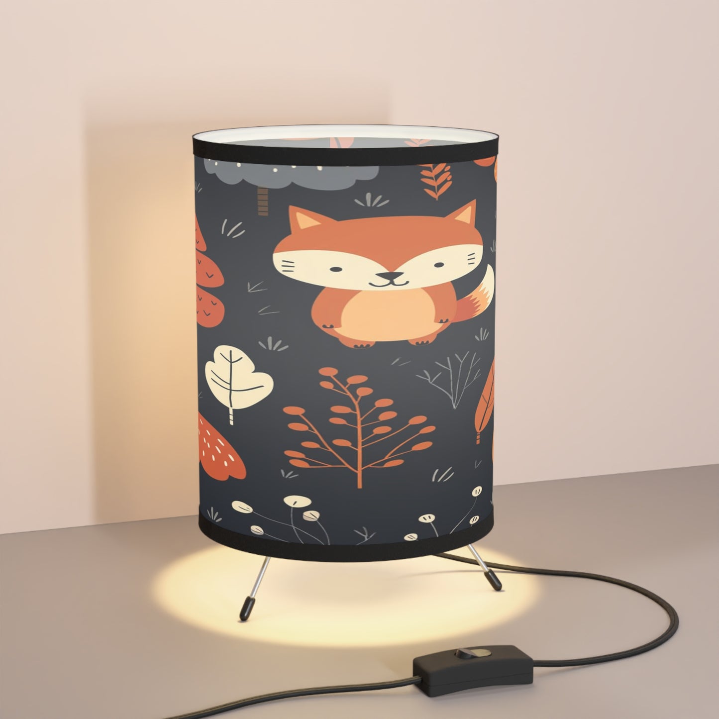 Fox Trot Tripod Lamp with High-Res Printed Shade, US\CA plug