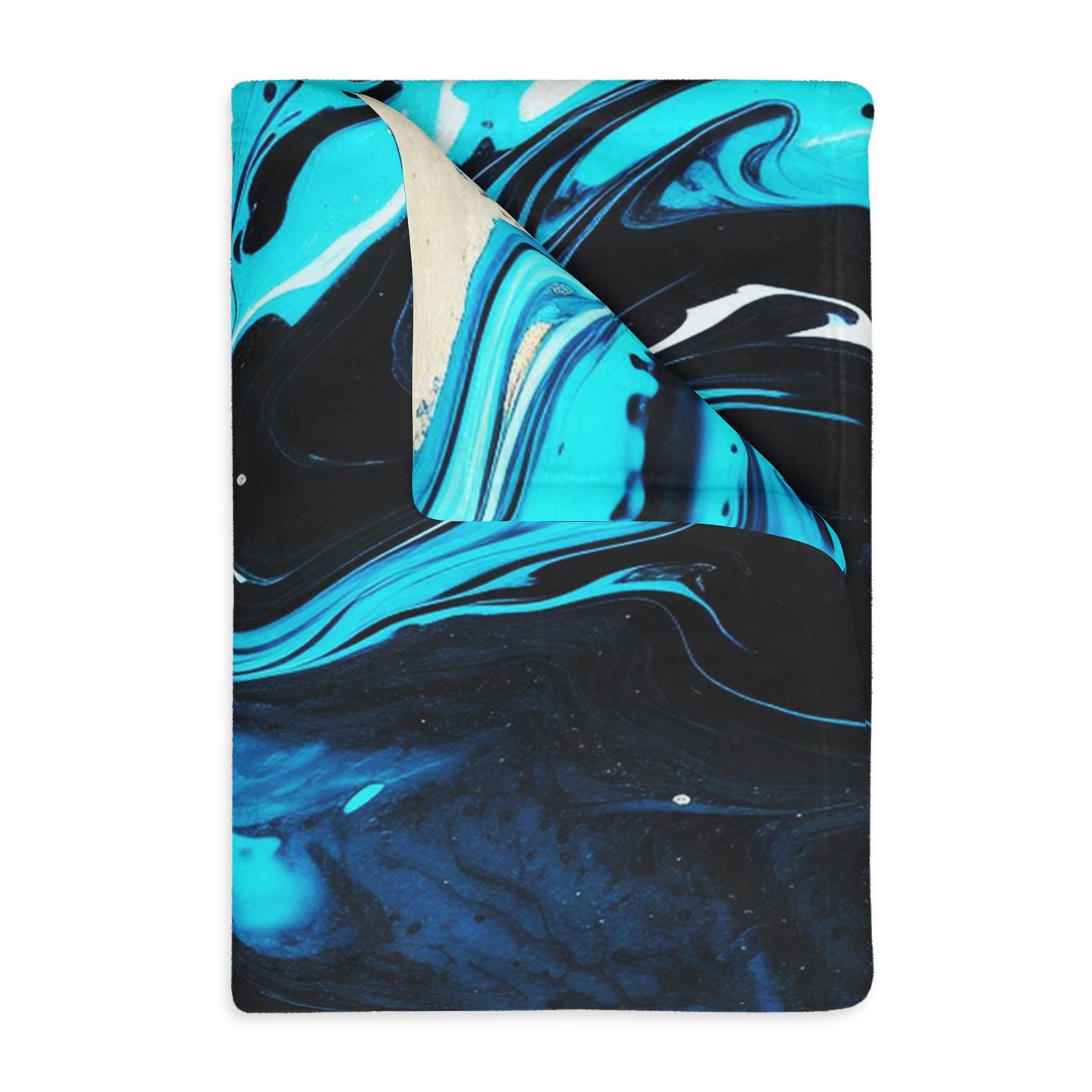 Turquoise & Black Velveteen Minky Blanket (Two-sided print)