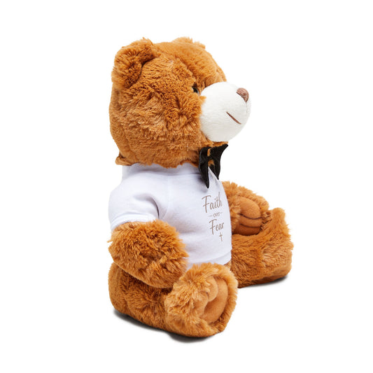 Faith Over Fear Teddy Bear with T-Shirt — Inspirational Plush Gift