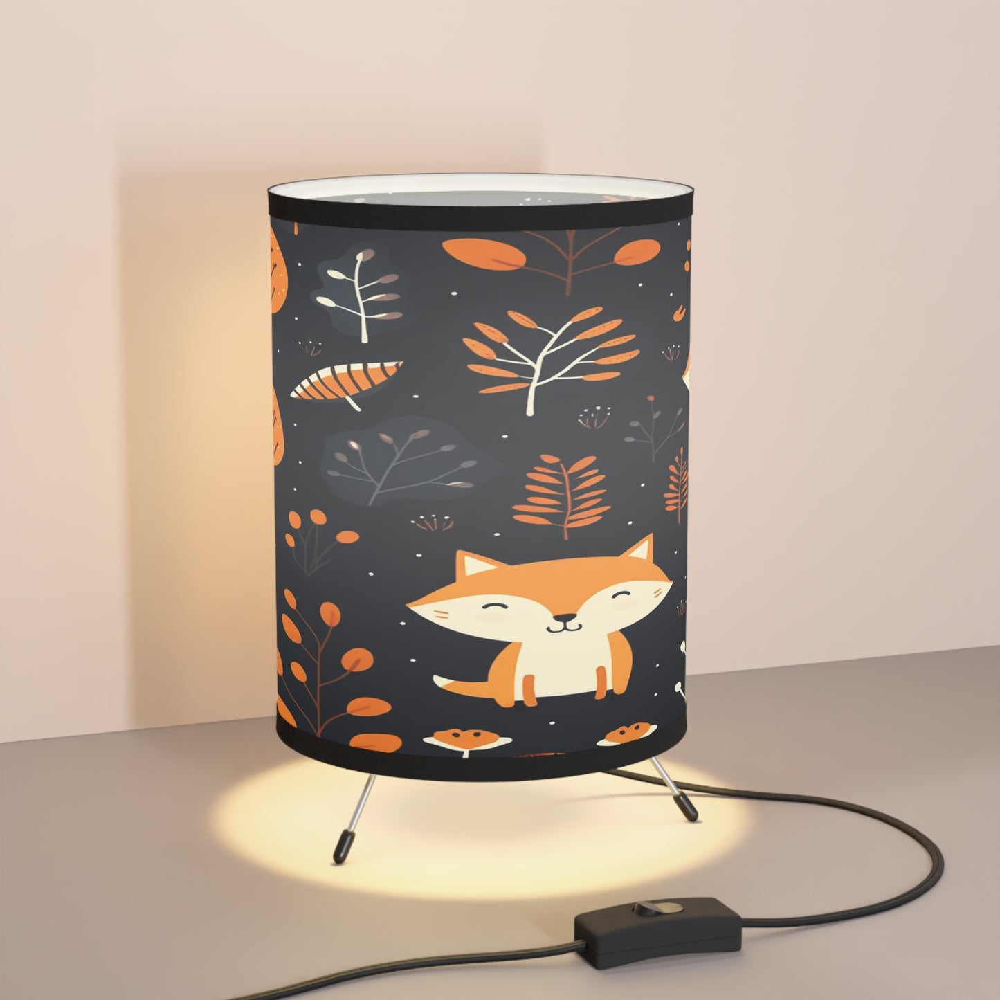 Fox Trot Tripod Lamp with High-Res Printed Shade, US\CA plug