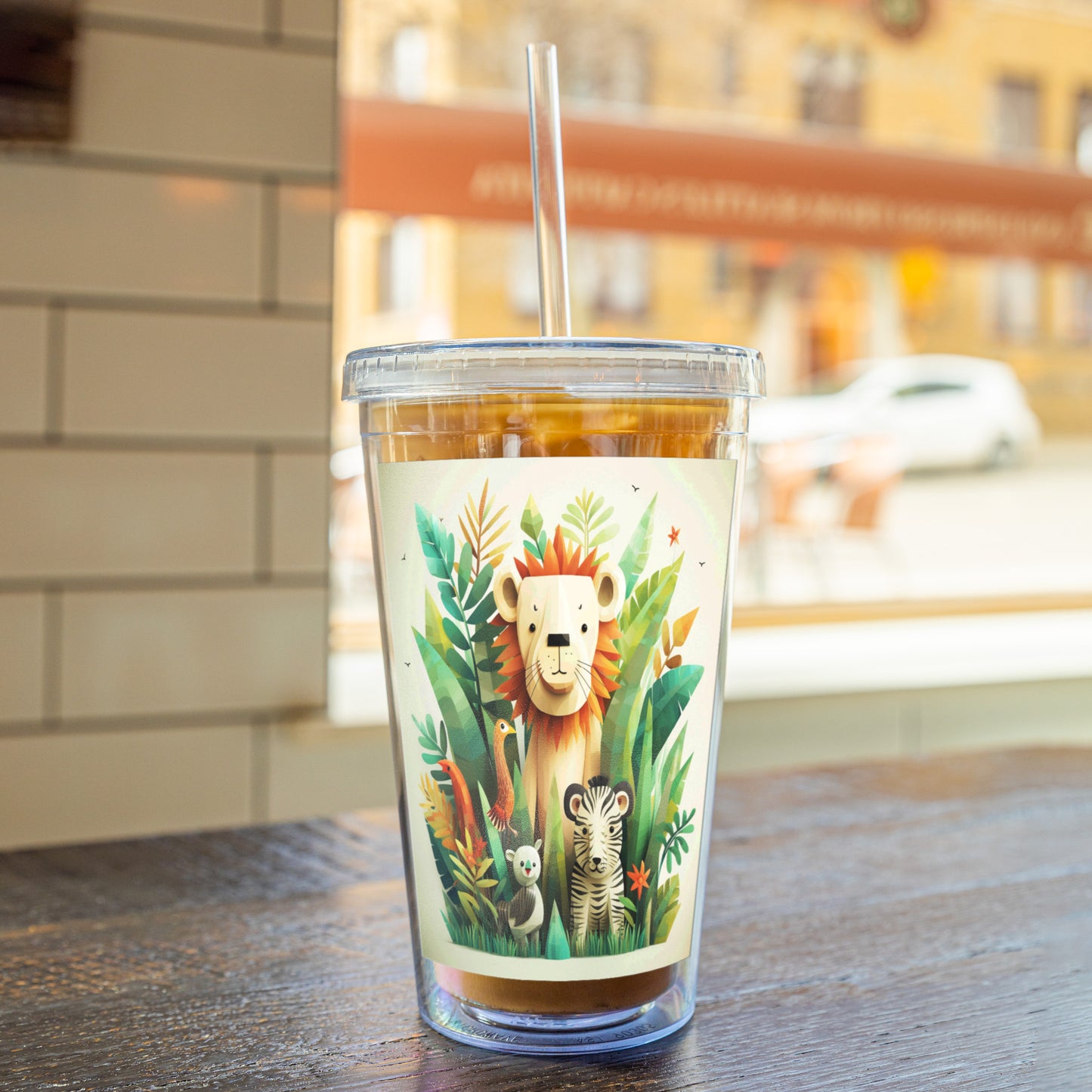 Acrylic Tumbler Lion, Zebra & Freinds