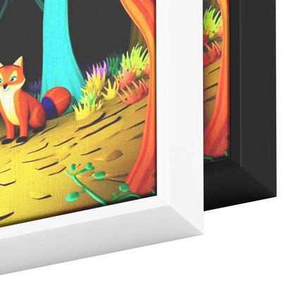 Fox's in Enchanted Forest Frame Canvas Art