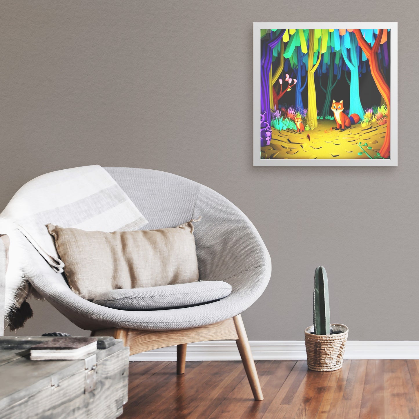 Fox's in Enchanted Forest Frame Print Art