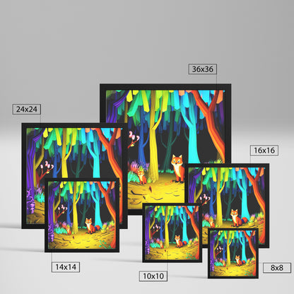 Fox's in Enchanted Forest Frame Print Art