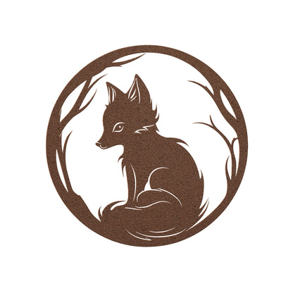 Whimsical Fox Cub Metal Art