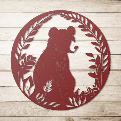 Whimsical Bear Cub Metal Art