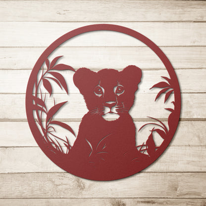 Whimsical Lion Cub Metal Art