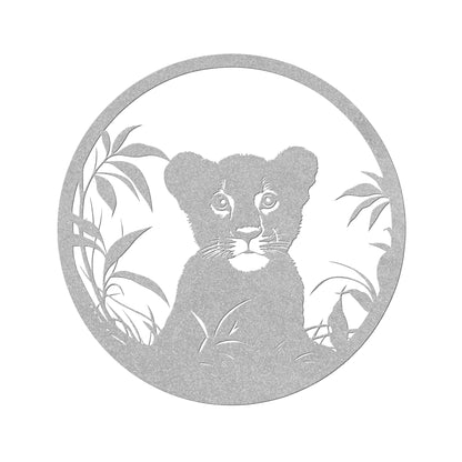 Whimsical Lion Cub Metal Art