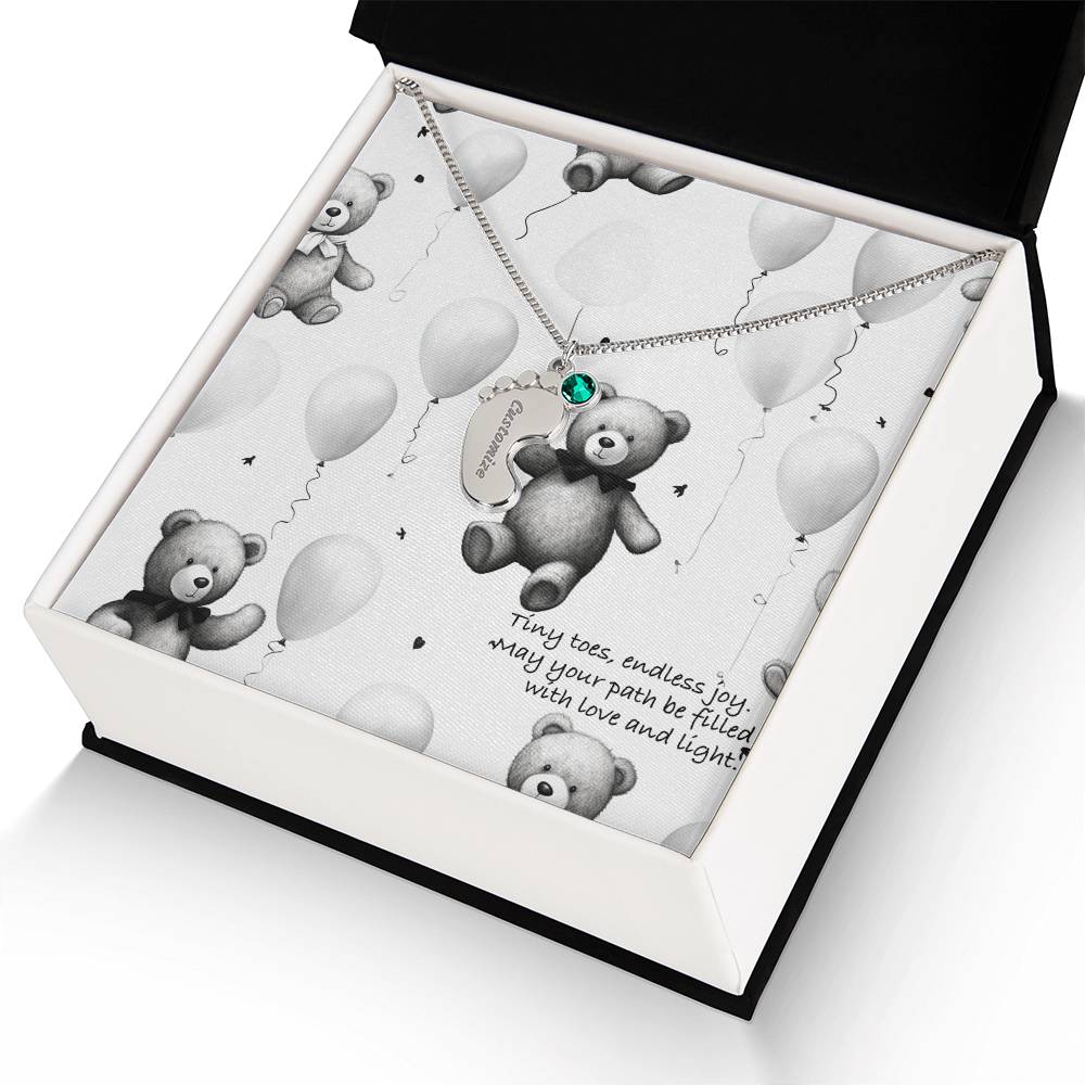 Engraved Baby Feet with Birthstones (w/Message Card)