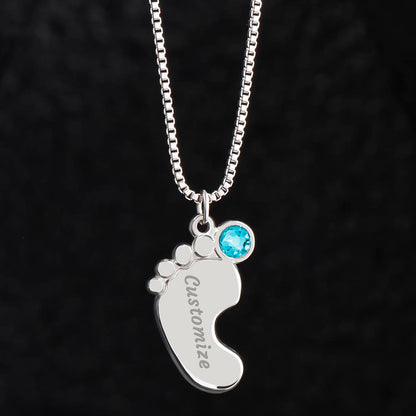 Engraved Baby Feet with Birthstones (w/Message Card)