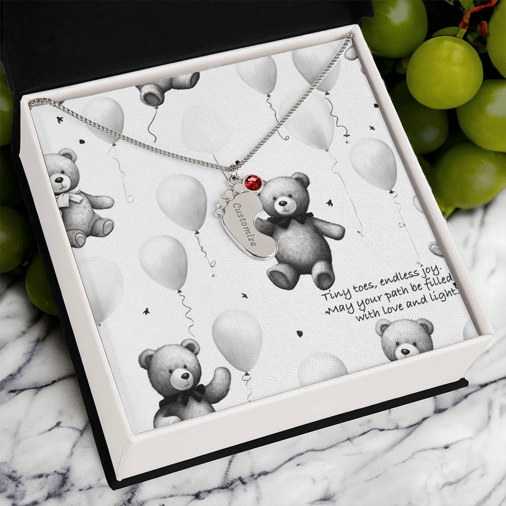 Engraved Baby Feet with Birthstones (w/Message Card)