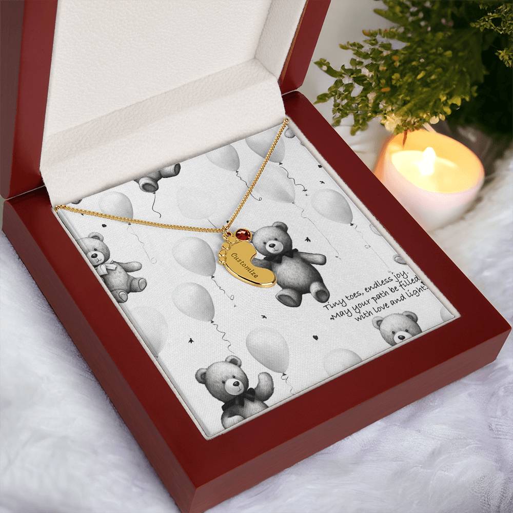 Engraved Baby Feet with Birthstones (w/Message Card)