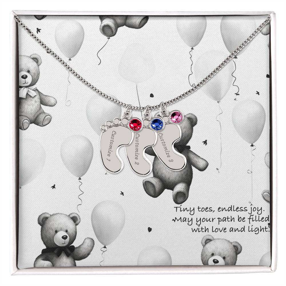 Engraved Baby Feet with Birthstones (w/Message Card)