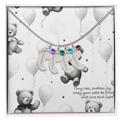 Engraved Baby Feet with Birthstones (w/Message Card)